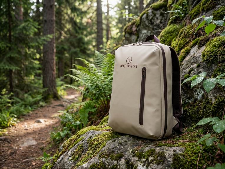 IPX-rated waterproof backpack in outdoor testing environment